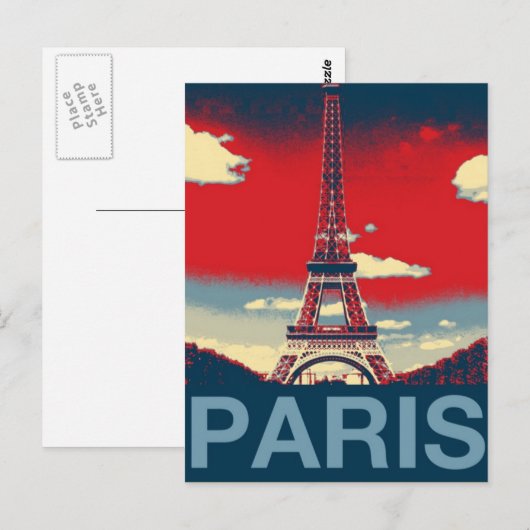 retro Advertisement France Paris Effiel Tower Briefkaart (Voorkant / Achterkant)