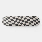 Retro Aesthetic Black White Wavy Checkerboard Persoonlijk Skateboard (Horizontaal)
