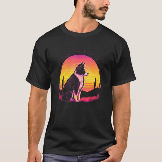 Retro Aesthetic Border Collie dog T-shirt (Voorkant)