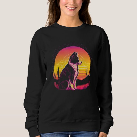 Retro Aesthetic Border Collie dog Trui (Voorkant)