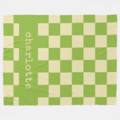 Retro Aesthetic Checkerboard Patroon Naam Groen Fleece Deken (Voorkant (Horizontaal))