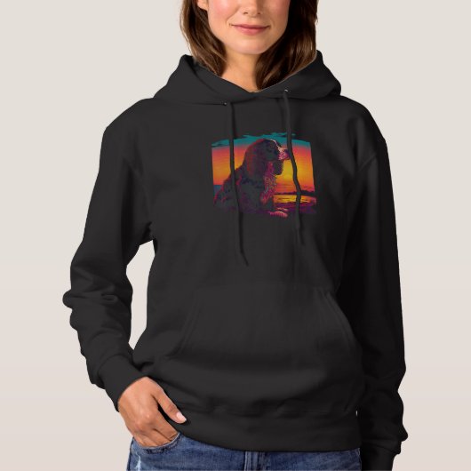 Retro Aesthetic English Springer Spaniel Dog Hoodie (Voorkant)