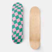 Retro Aesthetic Vibrant Pink Green Checkerboard Persoonlijk Skateboard (Voorkant)