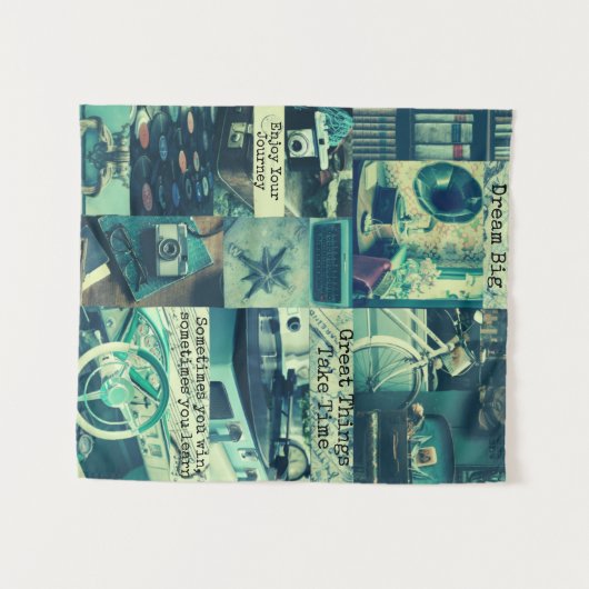 Retro Aesthetisch bord Collage Aangepaste offertes Wandkleed (Voorkant (horizontaal))