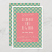 Retro Aesthetisch checkboard Mint Pink Weddenschap Kaart (Voorkant / Achterkant)
