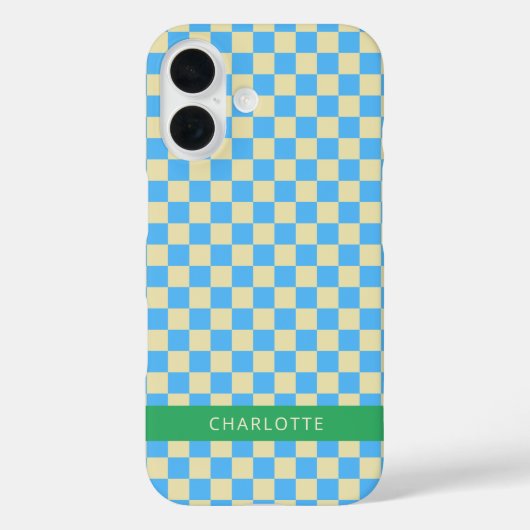 Retro Aesthetisch Checkerboard Blue op maat Case-Mate iPhone Case (Achterkant)