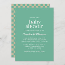 Retro Aesthetisch Checkerboard Mint Baby shower