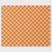 Retro Aesthetisch Checkerboard Patroon Geel Sinaas Cadeaupapier (Vlak)