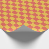 Retro Aesthetisch Checkerboard Patroon Geel Sinaas Cadeaupapier (Hoek)