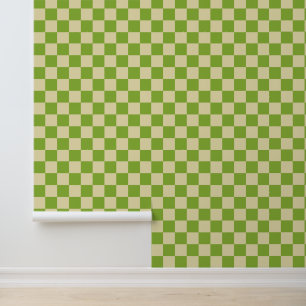 Retro Aesthetisch Checkerboard Patroon Groen wit Behang