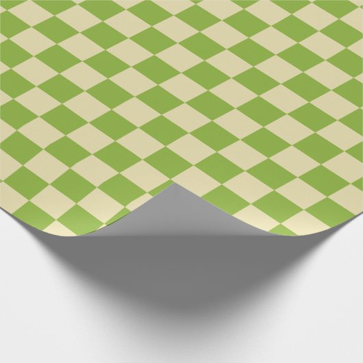 Retro Aesthetisch Checkerboard Patroon Groen wit Cadeaupapier (Hoek)