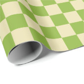 Retro Aesthetisch Checkerboard Patroon Groen wit Cadeaupapier (Rol Hoek)