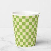 Retro Aesthetisch Checkerboard Patroon Groen wit Papieren Bekers (Achterkant)