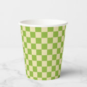 Retro Aesthetisch Checkerboard Patroon Groen wit Papieren Bekers (Voorkant)