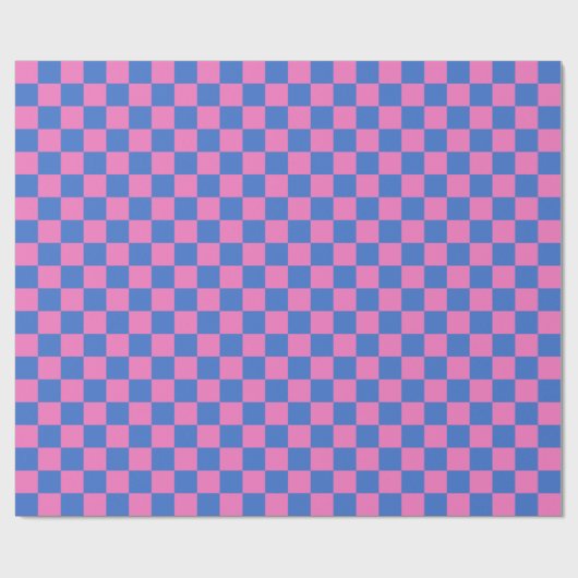 Retro Aesthetisch Checkerboard Patroze en Blauw Cadeaupapier (Vlak)