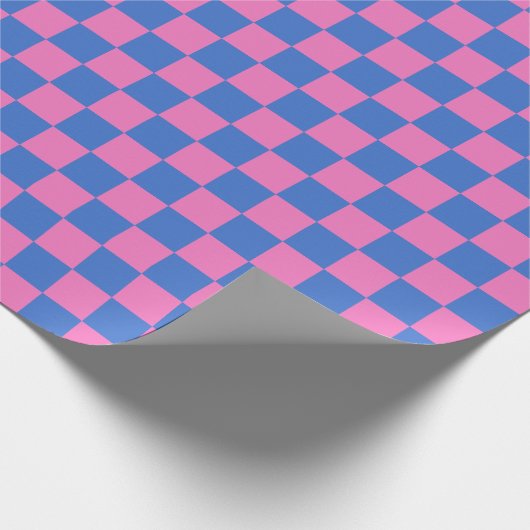 Retro Aesthetisch Checkerboard Patroze en Blauw Cadeaupapier (Hoek)
