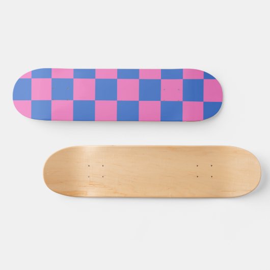 Retro Aesthetisch Checkerboard Patroze en Blauw Persoonlijk Skateboard (Horizontaal)