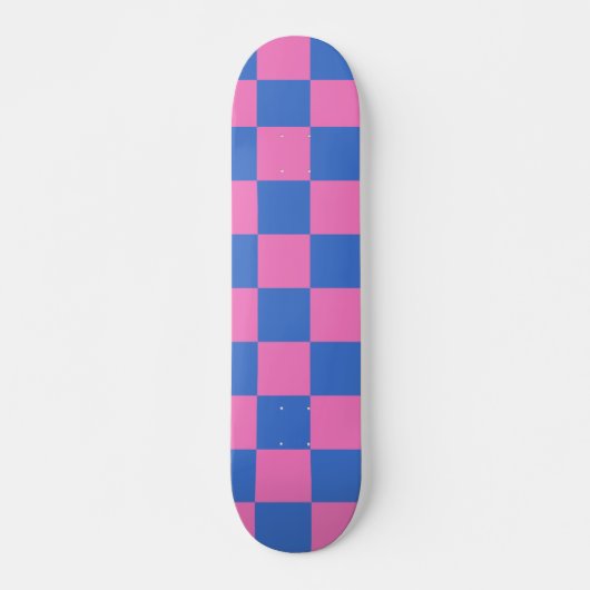 Retro Aesthetisch Checkerboard Patroze en Blauw Persoonlijk Skateboard (Voorkant)