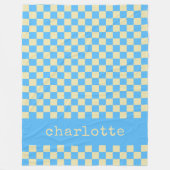 Retro Aesthetisch controlebord Patroon Blauwe naam Fleece Deken (Voorkant)