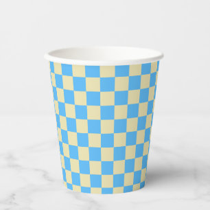 Retro Aesthetisch toetsenbord Patroon Blauw wit Papieren Bekers