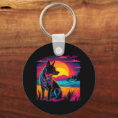 Retro Aesthetische Australische hond 17 Sleutelhanger (Voorkant)