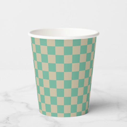 Retro Aesthetische Checkerboard Patroonafbeelding  Papieren Bekers (Achterkant)
