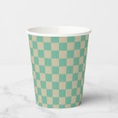 Retro Aesthetische Checkerboard Patroonafbeelding  Papieren Bekers (Links)