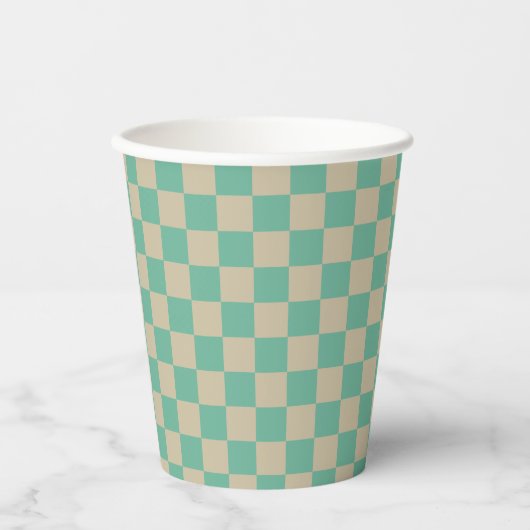 Retro Aesthetische Checkerboard Patroonafbeelding  Papieren Bekers (Voorkant)
