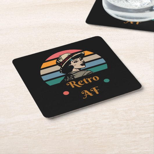 "Retro AF" Funny Rainbow Kartonnen Onderzetters (Schuin)