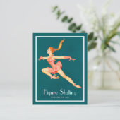 Retro Afbeelding van een Cijfer Skater in een roze Briefkaart (Staand voorkant)