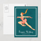 Retro Afbeelding van een Cijfer Skater in een roze Briefkaart (Voorkant / Achterkant)