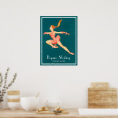 Retro Afbeelding van een Cijfer Skater in een roze Poster (Keuken)