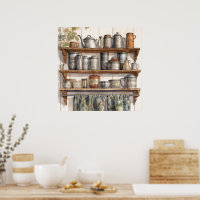  Retro Afbeelding van een Country Kitchen Shelf