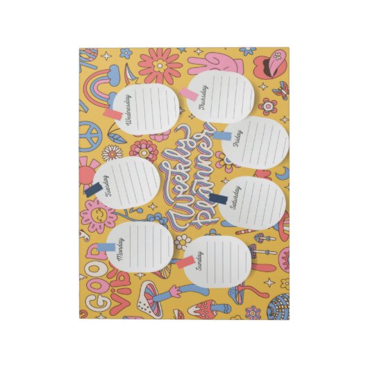 Retro afdrukbare weekmaker, organisatiesheet notitieblok (Linkerzijde)