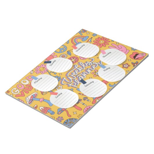 Retro afdrukbare weekmaker, organisatiesheet notitieblok (Schuin)