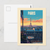 Retro affiche - reis - vintage - Parijs Briefkaart (Voorkant / Achterkant)
