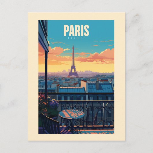 Retro affiche - reis - vintage - Parijs Briefkaart (Voorkant)