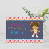 Retro African American Roller Skating Party Kaart (Staand voorkant)