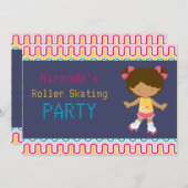 Retro African American Roller Skating Party Kaart (Voorkant / Achterkant)