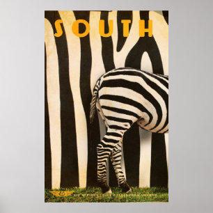 Retro African Mountain Zebra - Deel 1 Poster