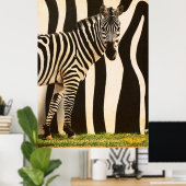 Retro African Mountain Zebra - Deel 2 Poster (Thuiskantoor)