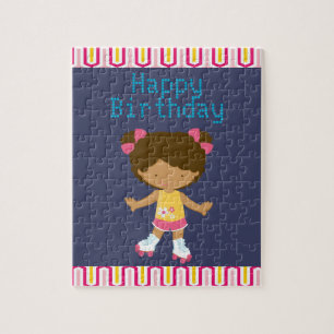 Retro African Roller Skating Birthday Legpuzzel