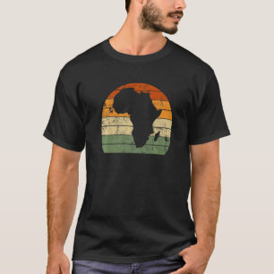 Retro Afrika Afrikaanse kaart Zonsondergang Vrijhe T-shirt
