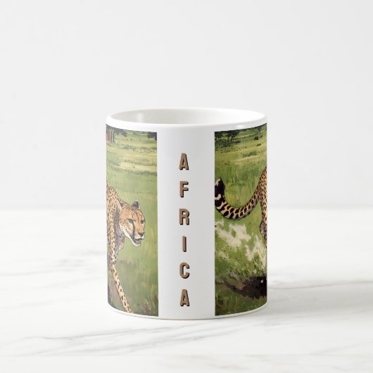 Retro Afrika Cheetah Schildering Koffiemok (Center)