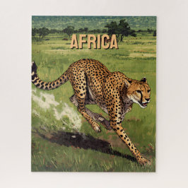 Retro Afrika Luipaard Schilderachtig Legpuzzel