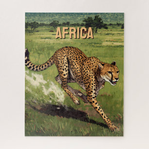 Retro Afrika Luipaard Schilderachtig Legpuzzel