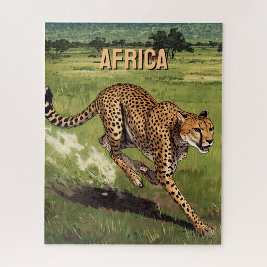 Retro Afrika Luipaard Schilderachtig Legpuzzel (Verticaal)