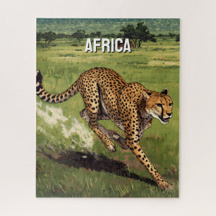 Retro Afrika Luipaard Schilderachtig Legpuzzel