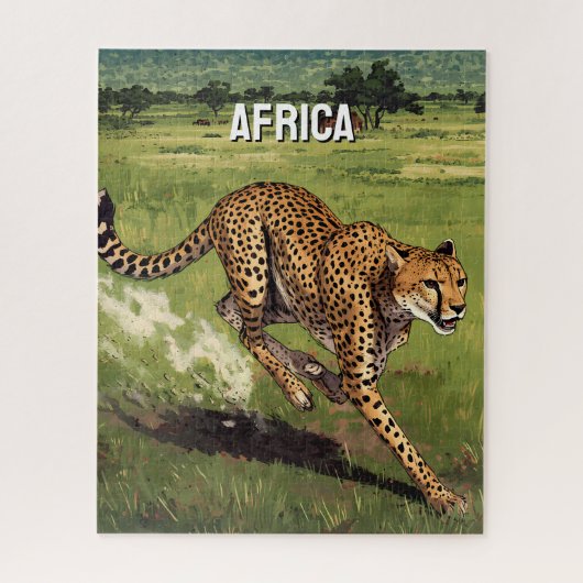 Retro Afrika Luipaard Schilderachtig Legpuzzel (Verticaal)