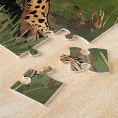 Retro Afrika Luipaard Schilderachtig Legpuzzel (Zijkant)